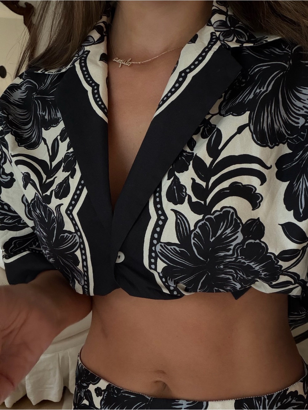 Sandro Paris cotton button up top Floral Print